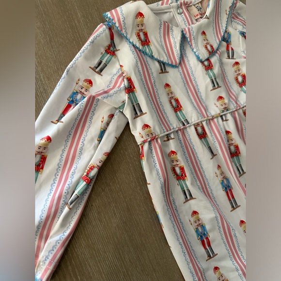 Smockingbird collared nutcracker print footed romper, size 9m, worn once - Picture 7 of 9